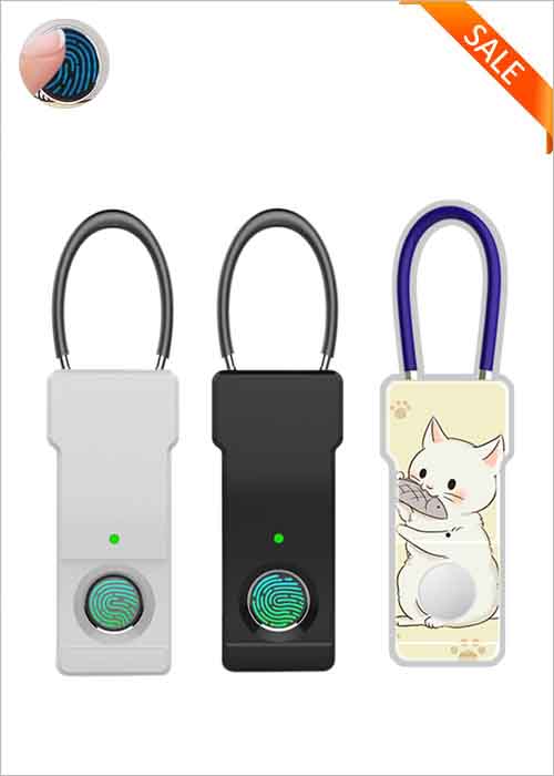 Fingerprint Padlock Smart Lock For Schoolbag Backpack Luggage Bag Suitcase Store Room Office Bike Drawer Locker Electronic Biometric Portable Door Lock Fingerprint Lock VF-FPL01