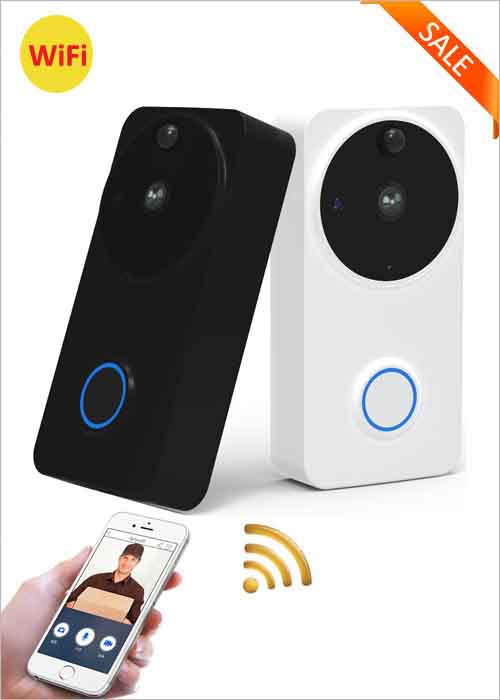 Wireless Camera Intercom WiFi Video Doorbell Built-in Speaker Low Power Rechargeable Battery For Apartments Building Villa Office Home Mobile APP Remotely Monitoring VF-DB07