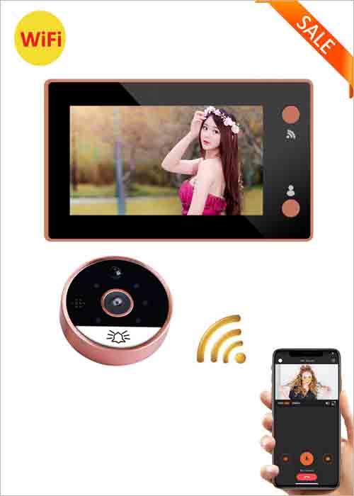 4.3 Inch Intelligent WiFi Door Viewer Video Peephole Camera Wireless HD Infrared Night Vision Motion Detection Camera Visible Doorbell Mobile APP Real Time Monitoring VF-DV04