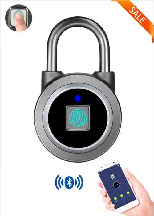 Bluetooth Fingerprint Padlock Mobile APP Unlock Remote Authorization Unlock​ Handbag Backpack Luggage Suitcase Drawer Locker Cabinet Door Lock Store Unlock Records VF-FPL05