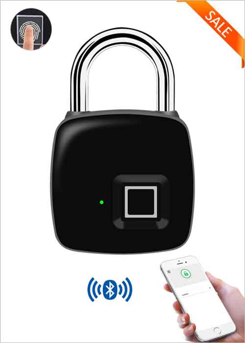 Bluetooth Fingerprint Padlock Home Outdoor Office Dormitory Locker Warehouse Store Room Door Lock Electronic Padlock APP Fast Unlock Cabinet Bag Luggage Lock VF-FPL07