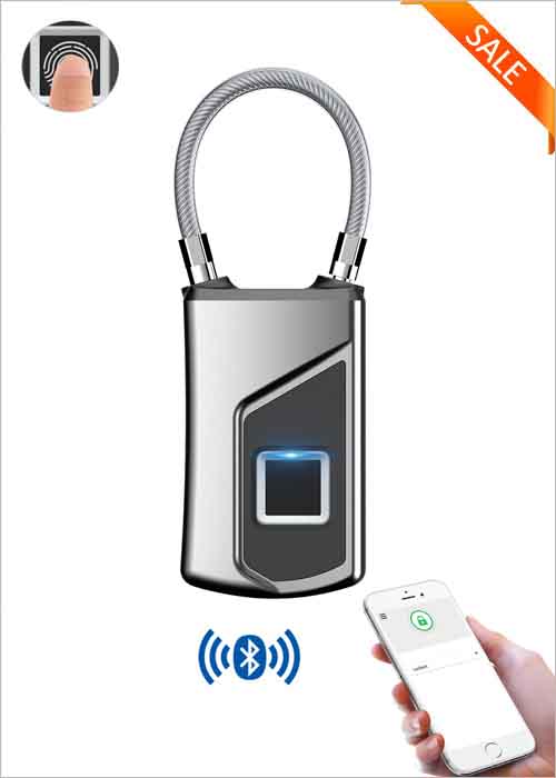 Smart Bluetooth Fingerprint Lock APP Quick Unlock Biometric Door Lock Fingerprint Padlock Cabinet Handbag Backpack Luggage Toolbox Safebox Locks Security Home Lock VF-FPL08