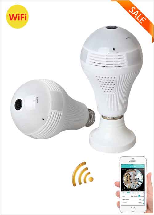 1080P智能监控灯泡360°鱼眼球泡摄像头APP远程监控WIFI球泡灯E27远程遥控摄像灯泡夜视移动侦测双向语音对讲 VF-CB200
