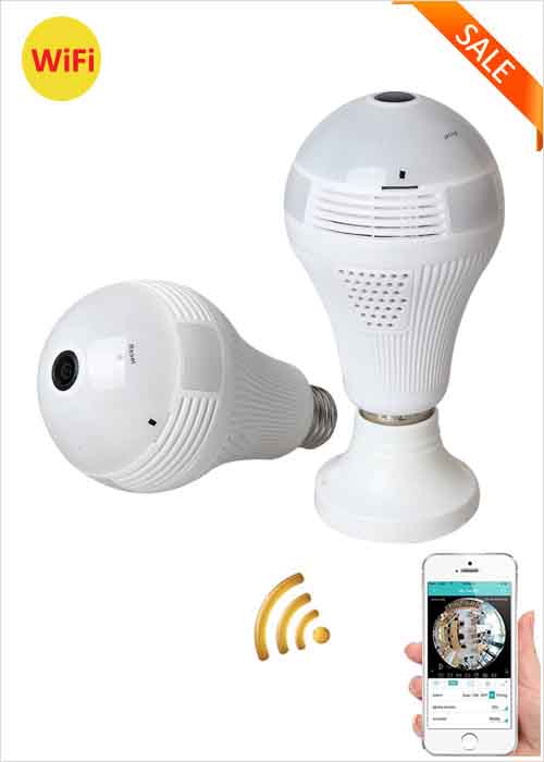 1080P Intelligent WiFi Bulb Camera 360 Fisheye Lens APP Remote Monitoring E27 Wireless Bulb Lamp Night Vision Motion Detection Two Way Audio Intercom Camera Bulb VF-CB200