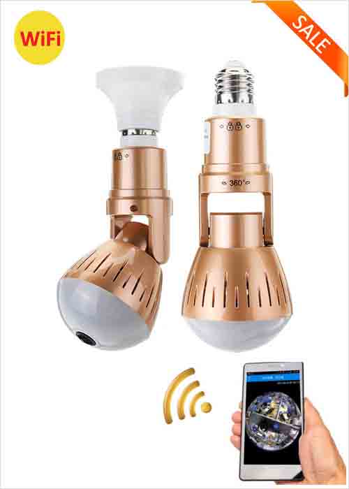 960P WiFi Bulb Monitoring Camera Mobile Remote Control VR Panoramic View Lamp Camera with Speaker Microphone Wireless Baby Pet Monitor Remote Viewing Night Vision VF-CB130