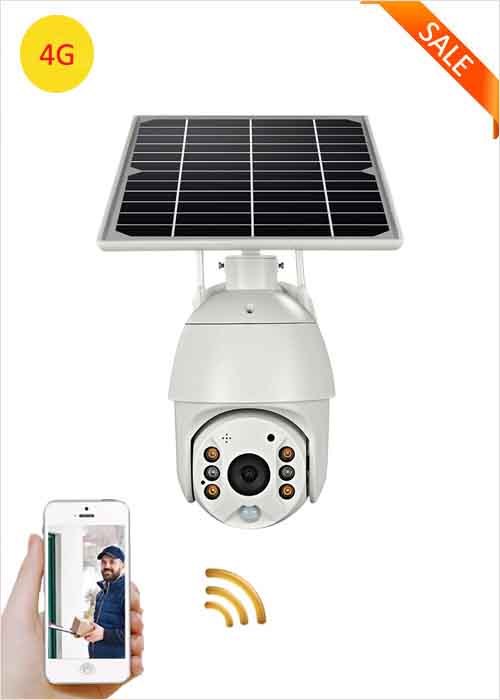 4G Solar Camera 2MP Wireless Outdoor Solar Panel Camera Battery Powered Security PTZ Monitor Cameras PIR Alarm 360 Rotation For Ranch Farm Fish Pond Orchard Courtyard Packing Lot VF-S10