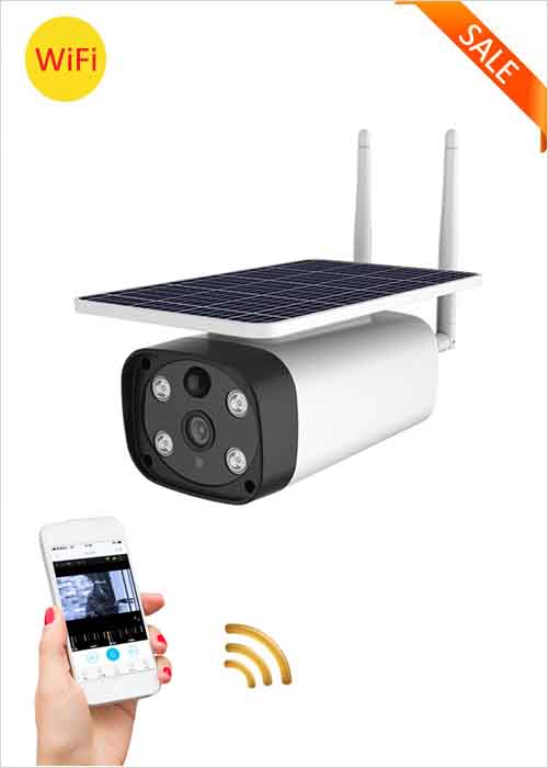 WiFi Wireless Solar IP Camera Outdoor Waterproof Solar Panel Camera Smart Home Security Two Way Voice Intrusion Alarm APP Remote Monitoring 1080P Night Vision Network Cameras VF-S8