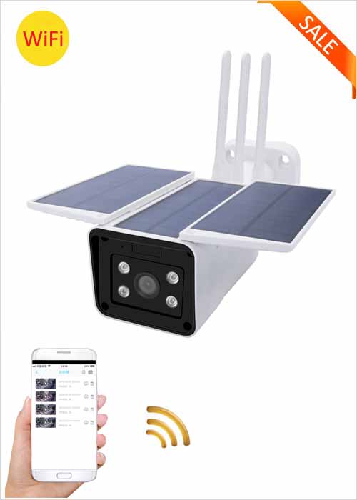 WiFi Solar Camera Wireless Low Power Network Camera Built-in Battery Solar IP Camera APP Remote Monitoring Video Viewing Alarm Alert HD Night Vision 1080P Home Security Camera VF-S5