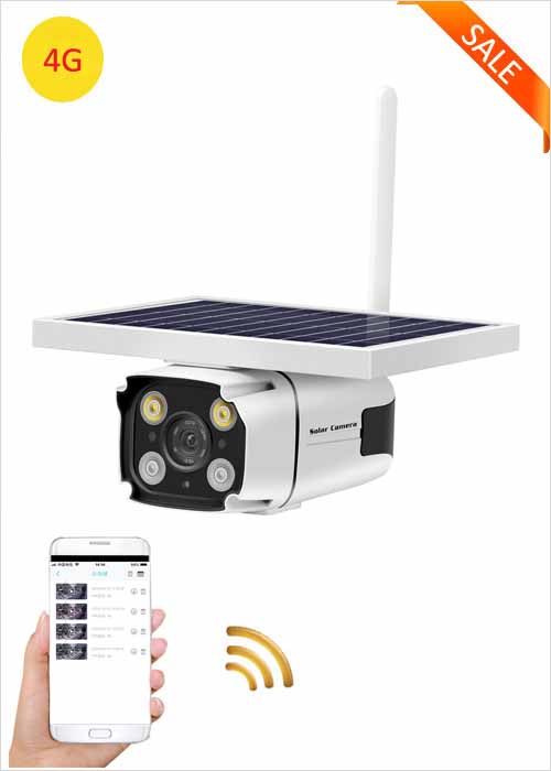 4G Solar Camera Built-in Rechargeable Lithium Battery IP Camera 2MP Outdoor Waterproof Network Camera Wireless Remote Monitoring Viewing Two Way Voice HD 1080P Security Camera VF-S6