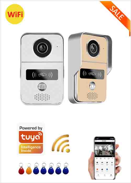 Tuya Smart Home Security 1080P WiFi Video Doorbell Phone Wireless Audio Video Building Intercom HD Camera APP Remote Unlock ID Card Open Door Mobile Phone Control POE VF-DB04