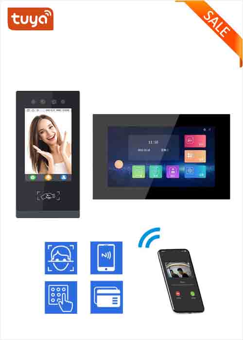Tuya Smart Dynamic Facial Recognition Full Digital IP Video Door Phone Face ID IC Card APP Mobile NFC Indoor Monitor Various Unlock Methods Two Way Visual Doorbell Building Intercom VF-DB10