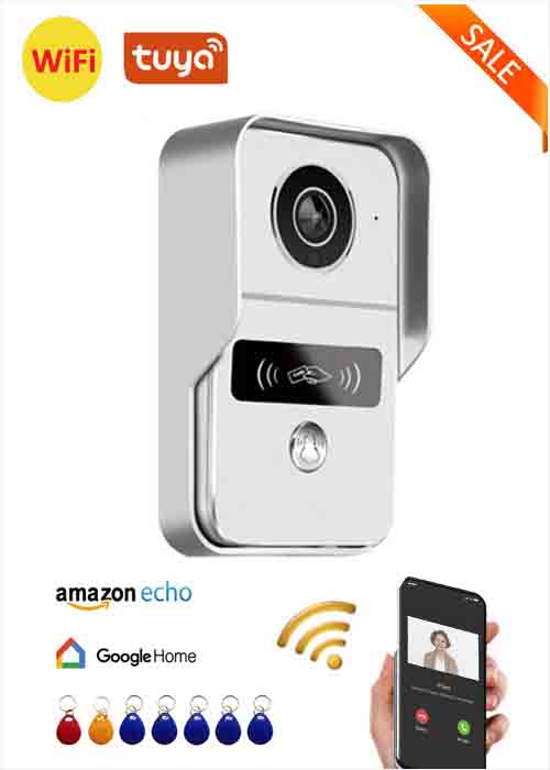 Tuya Smart Home Security 1080P WiFi Video Doorbell Phone Wireless Audio Video Building Intercom HD Camera APP Remote Unlock ID Card Open Door Mobile Phone Control 48V POE VF-DB04