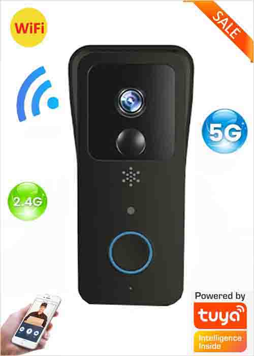 2.4G 5G Dual Band 1080P WiFi Video Doorbell Wireless Home Door Bell Tuya Smart APP Remote Waterproof Intercom Security Camera Indoor Dingdong Chime 18650 Battery VF-DB08